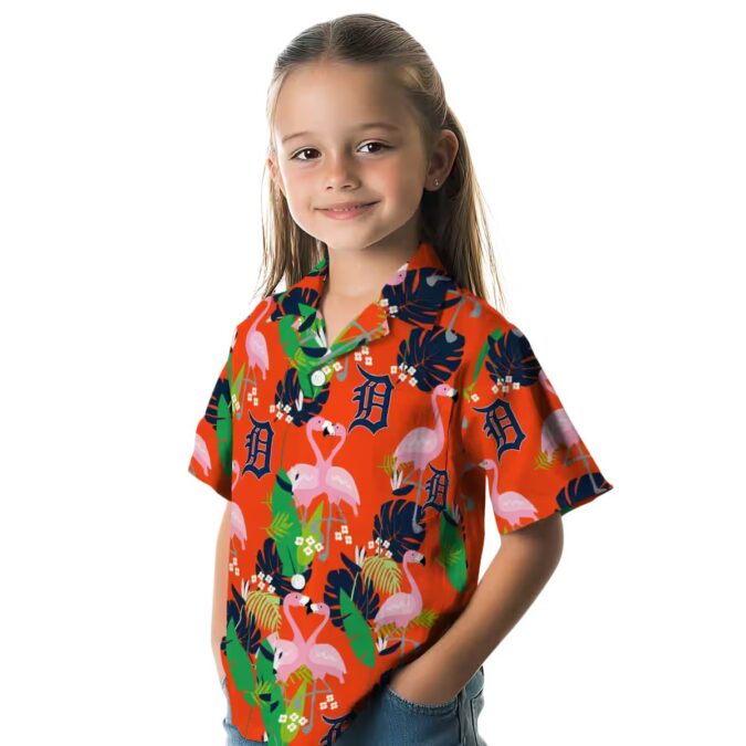 MLB Detroit Tigers Flamingo Foliage Hawaiian Shirt – Tropical Navy Green Shirt for Beach and Vacation