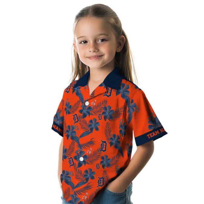 MLB Detroit Tigers Tropical Botanical Print Hawaiian Shirt – Personalized Orange Summer Shirt for Fans