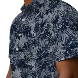Shop Detroit Tigers Tropical Hawaiian Shirt - Navy Leafy Pattern with MLB Logo for Beach & Vacation