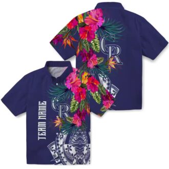 Tropical MLB Colorado Rockies Floral Hawaiian Shirt – Blue Polynesian Fan Apparel for Summer