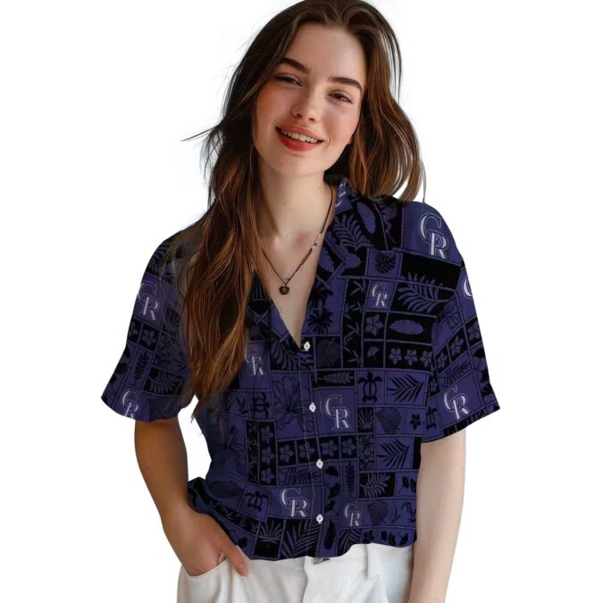 Unique Colorado Rockies Tropical Hawaiian Shirt – MLB Team Patchwork Blue Black Summer Aloha Shirt