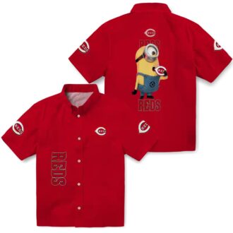 Cincinnati Reds Stuart Minion Red Hawaiian Shirt – MLB Fan Gear, Tropical Summer Shirt