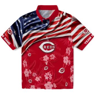 Cincinnati Reds US Flag Hawaiian Shirt with Hibiscus – Perfect Summer Fan Gear