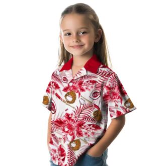 Custom Cincinnati Reds Red & White Floral Baseball Hawaiian Shirt - Tropical MLB Fan Gear