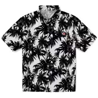 MLB Cincinnati Reds Black & White Hawaiian Shirt – Tropical Palm Design Summer Apparel