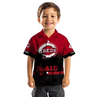 MLB Cincinnati Reds Sunset Pattern Red Black Hawaiian Shirt - Perfect for Summer Beach & Fans