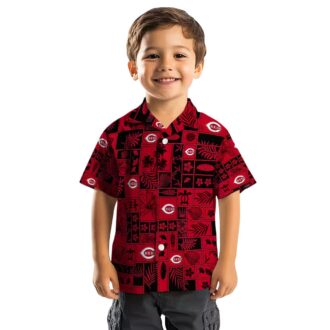Official Cincinnati Reds Tropical Hawaiian Shirt - MLB Patchwork Red Black Beachwear