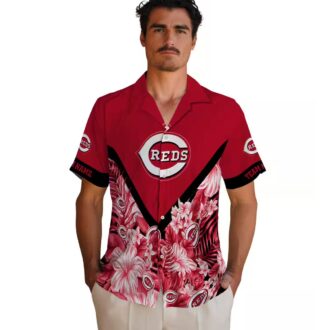 Personalized Cincinnati Reds Floral Chevron Red Hawaiian Shirt - MLB Fan Summer Apparel
