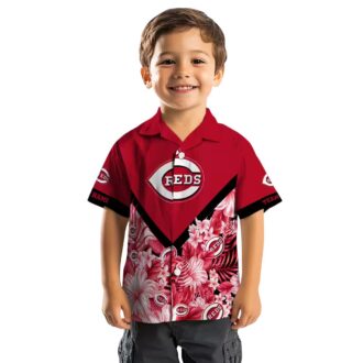 Personalized Cincinnati Reds Floral Chevron Red Hawaiian Shirt - MLB Fan Summer Apparel