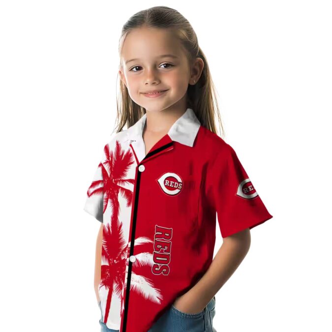 Red & White Cincinnati Reds Hawaiian Shirt – Palm Trees Tropical MLB Apparel