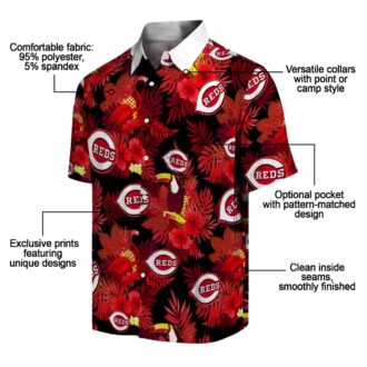 Tropical Cincinnati Reds Hawaiian Shirt - Floral Red Toucan Design MLB Fan Gear