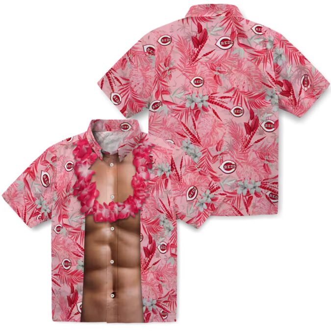 Unique Cincinnati Reds Hawaiian Shirt – Red Tropical MLB Team Gear with Chest Illusion Design