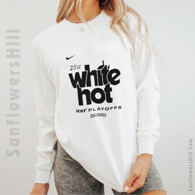 Shop 2025 NBA Playoffs Miami Heat T-Shirt – White Hot Edition for Basketball Fans