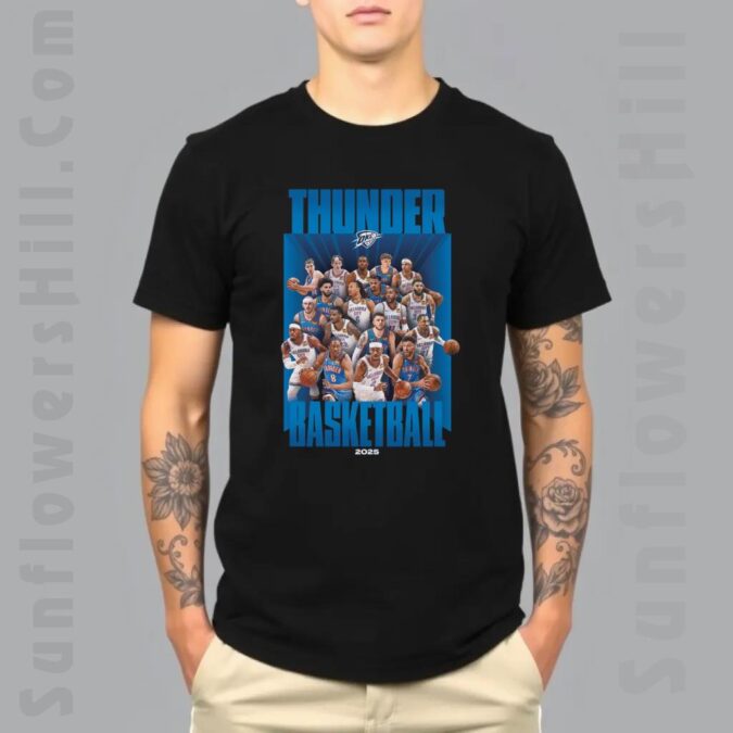 2025 Oklahoma City Thunder Basketball T-Shirt – Bold Graphic Design for NBA Fans