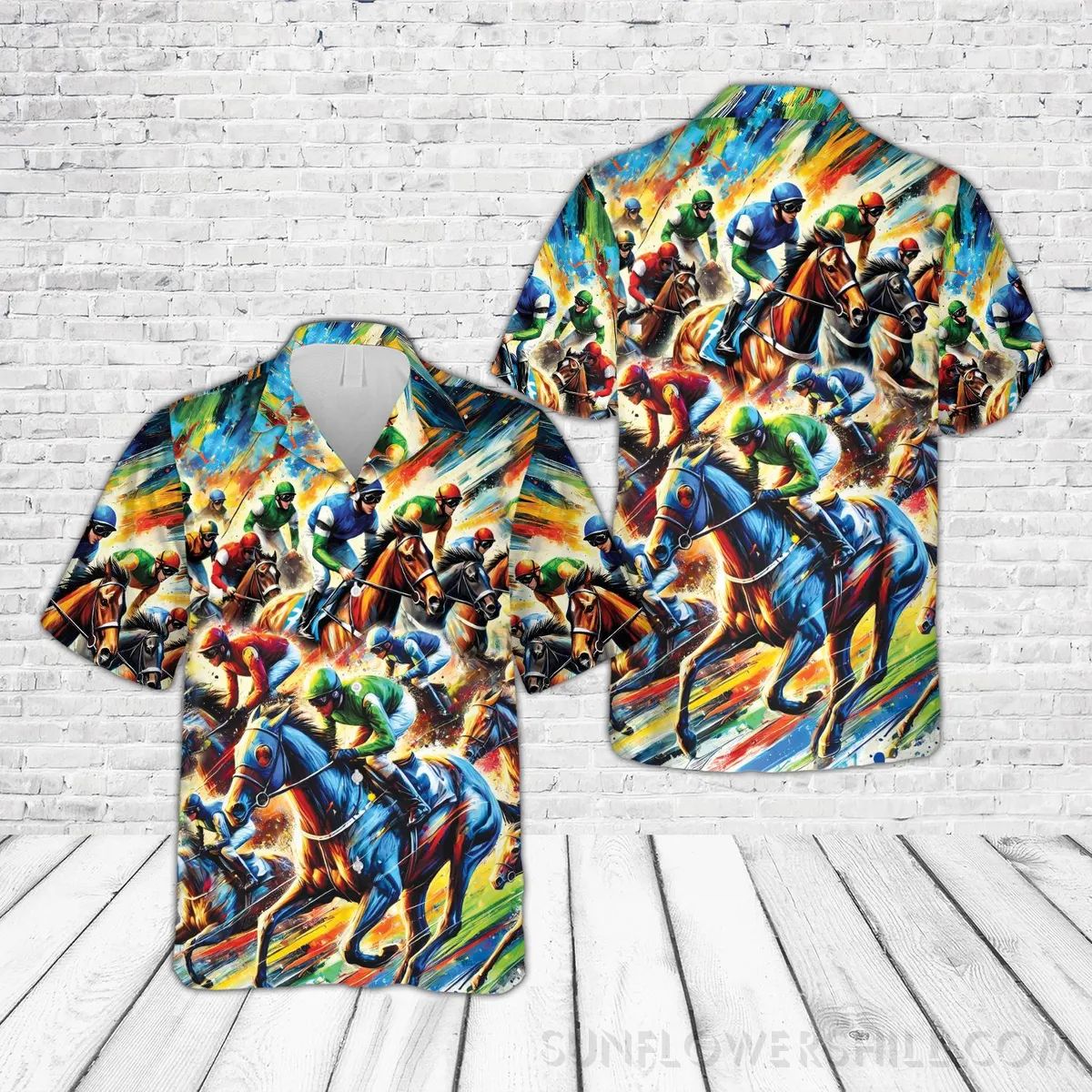 Churchill Downs Derby Day Short Sleeve Shirt, Vintage Watercolor Horse Racing Hawaiian Shirt for Men