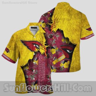 Arizona Cardinals Bold Yellow Red Hawaiian Shirt for Beach BBQ Fans