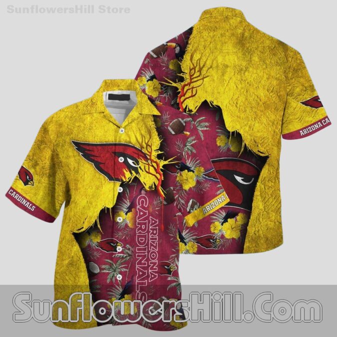 Arizona Cardinals Bold Yellow Red Hawaiian Shirt for Beach BBQ Fans