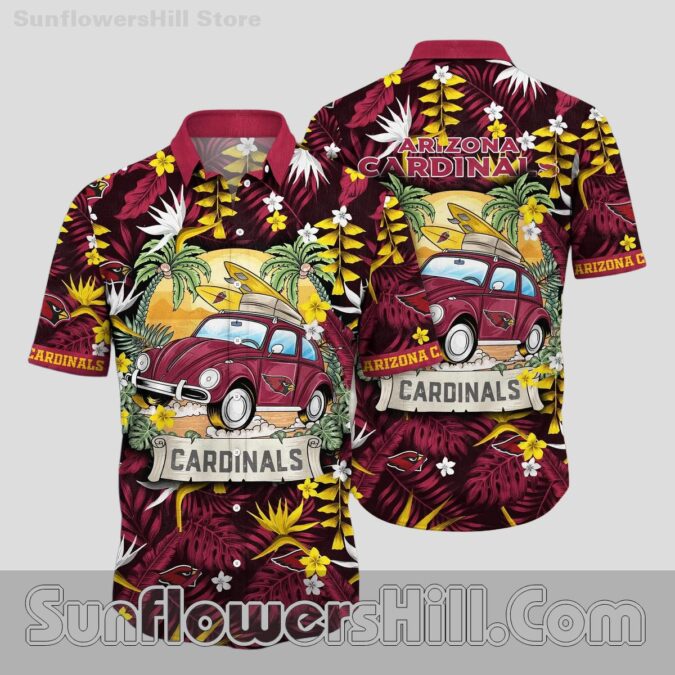 Trendy Arizona Cardinals Surf Car Button Up Shirt for Beach Tailgates Trendy Arizona Cardinals Surf Car Button Up Shirt for Beach Tailgates