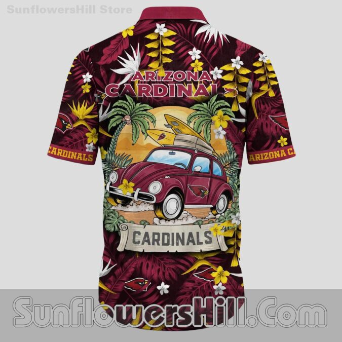 Trendy Arizona Cardinals Surf Car Button Up Shirt for Beach Tailgates