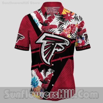 Atlanta Falcons Black and Red Aloha Shirt with Pineapple Design for Vacation or Father’s Day