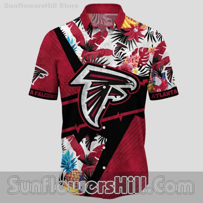 Atlanta Falcons Black and Red Aloha Shirt with Pineapple Design for Vacation or Father’s Day