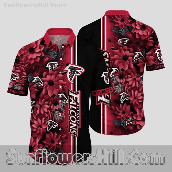 Atlanta Falcons Black Floral Button Up Shirt for Fans Who Like a Bold Look