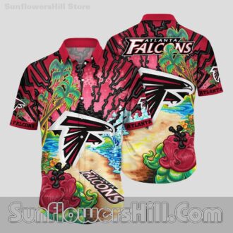 Atlanta Falcons Ocean Beach Button Up Shirt for Summer BBQs and Game Day Fun