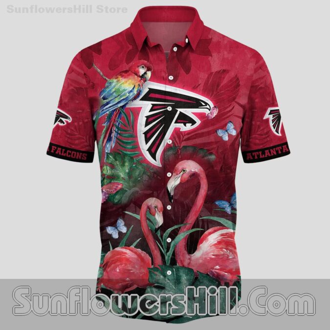 Atlanta Falcons Parrot and Butterfly Aloha Shirt for Sports Fans Who Love the Tropics