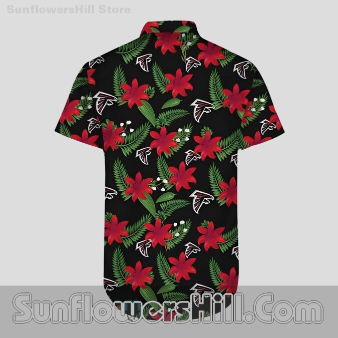 Atlanta Falcons Red Black Hibiscus Hawaiian Shirt for Summer Beach Fans Atlanta Falcons Red Black Hibiscus Hawaiian Shirt for Summer Beach Fans