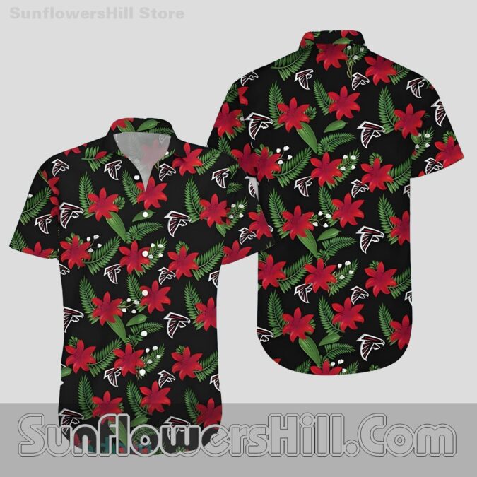 Atlanta Falcons Red Black Hibiscus Hawaiian Shirt for Summer Beach Fans