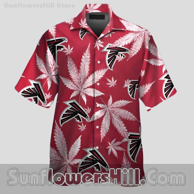 Atlanta Falcons Red Cannabis Pattern Button Up Shirt for Bold Fans Atlanta Falcons Red Cannabis Pattern Button Up Shirt for Bold Fans