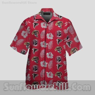 Atlanta Falcons Red Palm Leaf Button Up Shirt for Football Fans and Summer BBQs