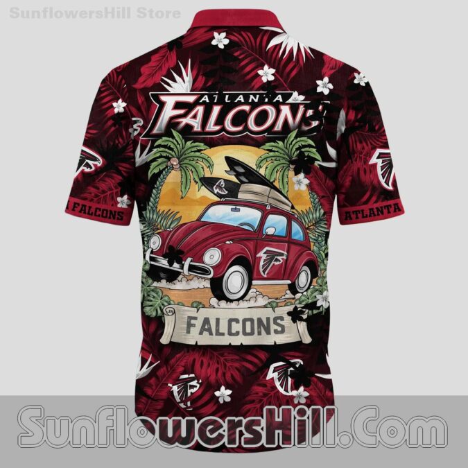 Atlanta Falcons Red Retro Car Short Sleeve Shirt for Vacation or Weekend Wear