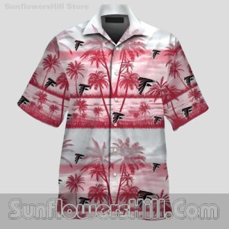 Atlanta Falcons Red White Palm Leaf Button Up Shirt for Game Day Fans
