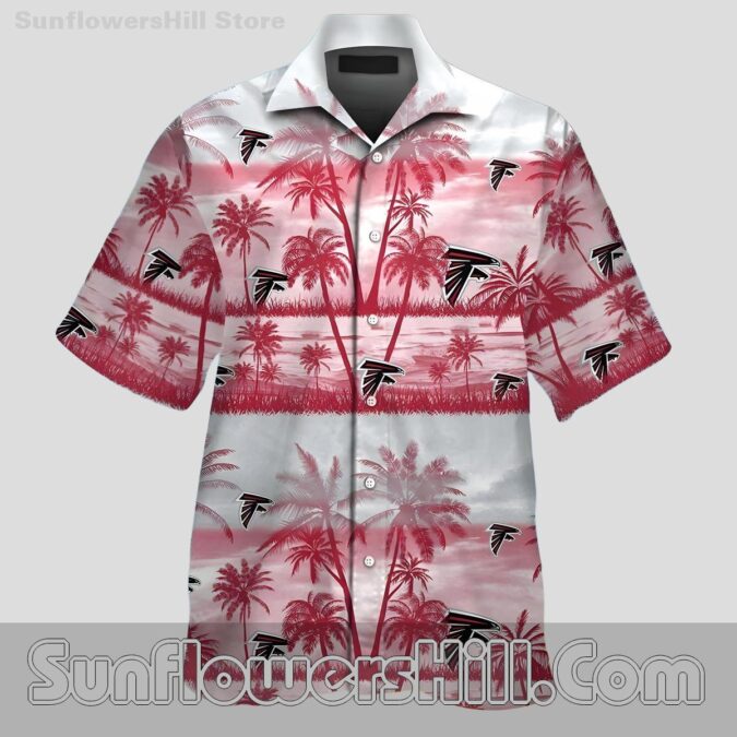 Atlanta Falcons Red White Palm Leaf Button Up Shirt for Game Day Fans Atlanta Falcons Red White Palm Leaf Button Up Shirt for Game Day Fans