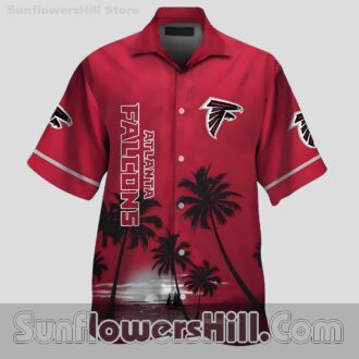 Atlanta Falcons Tropical Silhouette Short Sleeve Shirt for Cruise Wear or Father’s Day Gift