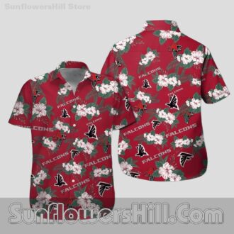 Atlanta Falcons White Flower Print Short Sleeve Shirt for Loyal Fans