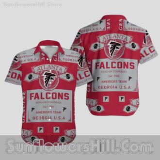 Retro Atlanta Falcons Red Badge Design Casual Shirt for Backyard BBQs and Football Season