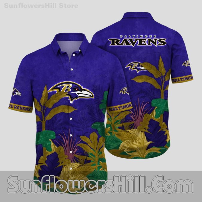 Baltimore Ravens Forest Vibe Aloha Shirt for Tailgates and Travel Baltimore Ravens Forest Vibe Aloha Shirt for Tailgates and Travel