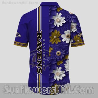 Baltimore Ravens Gold and Violet Floral Hawaiian Shirt for Sports Fans