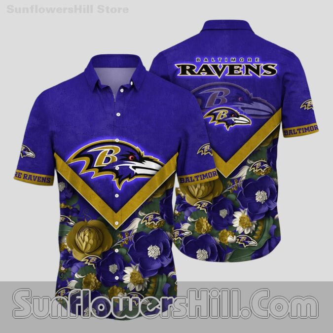 Baltimore Ravens Gold Chevron Hawaiian Shirt for Game Day Fans