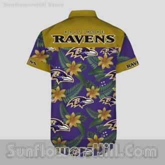 Baltimore Ravens Gold Purple Aloha Shirt for Beach Trips and Backyard BBQs