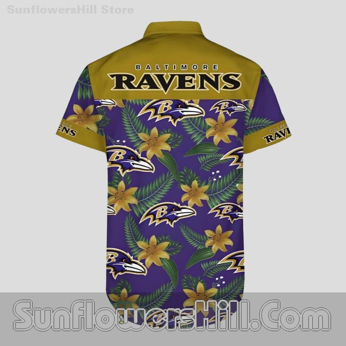 Baltimore Ravens Gold Purple Aloha Shirt for Beach Trips and Backyard BBQs