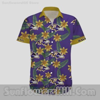 Baltimore Ravens Gold Purple Aloha Shirt for Beach Trips and Backyard BBQs