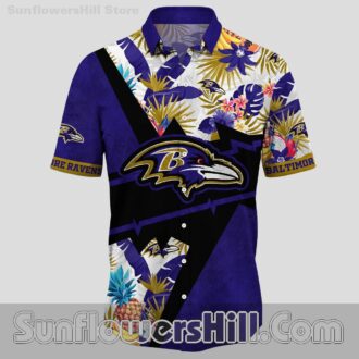 Baltimore Ravens Pineapple Burst Hawaiian Shirt for Beach Days and Backyard BBQs