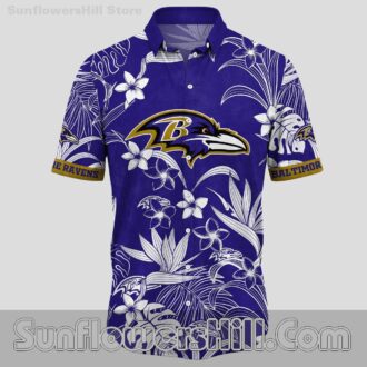 Baltimore Ravens Plumeria Print Unisex Hawaiian Shirt for Father’s Day or Gift Ideas