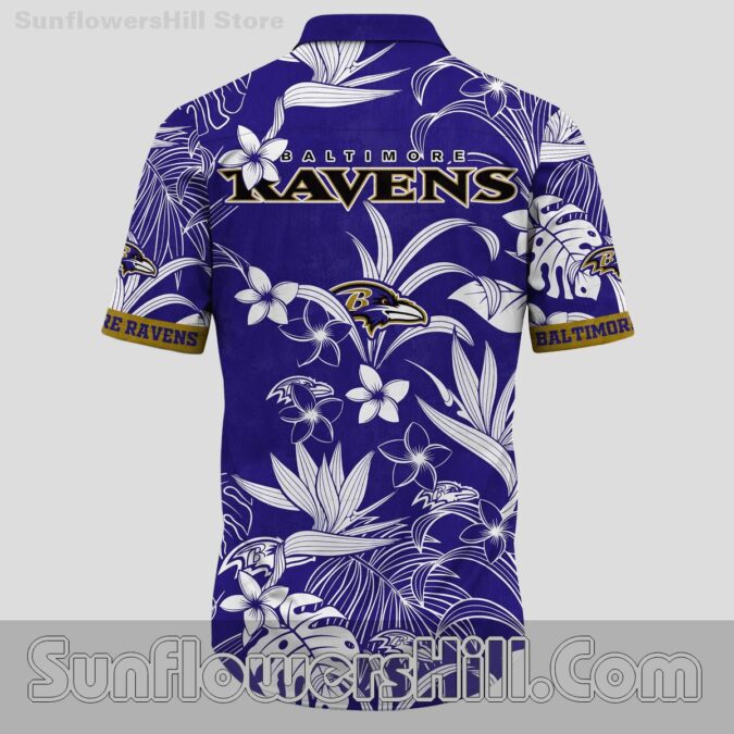 Baltimore Ravens Plumeria Print Unisex Hawaiian Shirt for Father’s Day or Gift Ideas