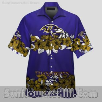 Baltimore Ravens Purple Floral Button Up Shirt for Father’s Day or Tailgates