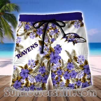 Baltimore Ravens Purple Hibiscus Hawaiian Shirt for Beach Days and Backyard BBQs