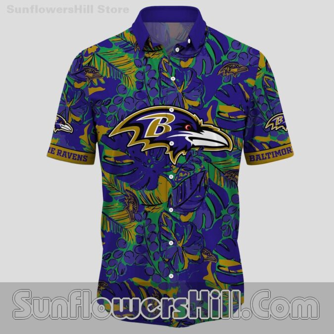 Baltimore Ravens Purple Jungle Button Up Shirt for Ravens Fans and Friends